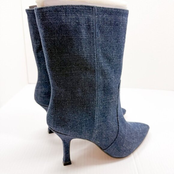 Lisa Vicky Denim Boots Size 7 Blue Arthaul-V Pointed Toe Mid Calf Heels Y2K NIB - Picture 4 of 13